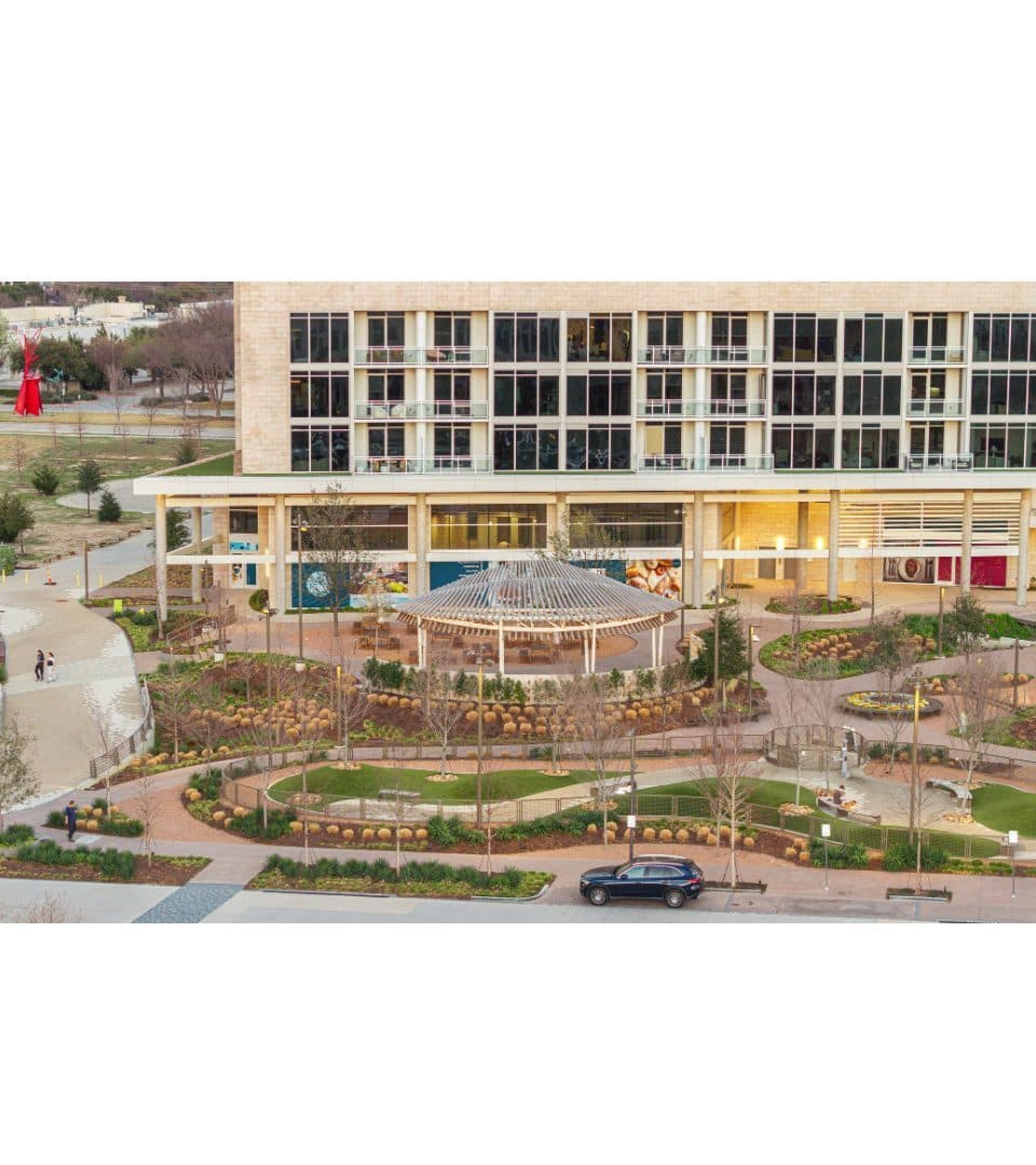 The Community Stage and lawn at Kaleidoscope Park